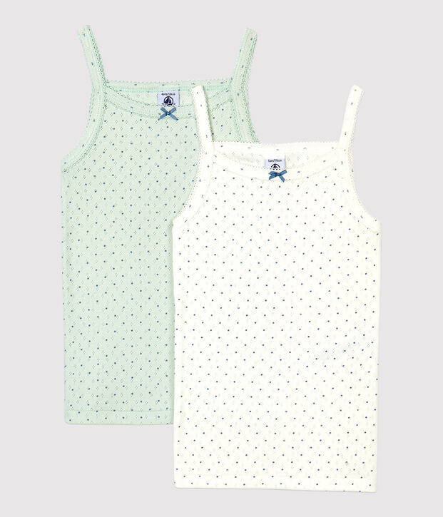 2er-Set Tr&auml;gerhemden aus Bio-Baumwolle mit Lochstickerei f&uuml;r M&auml;dchen vielfarbig